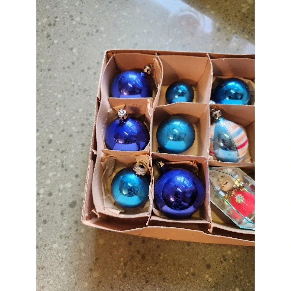 VTG Glass Bauble Christmas Ornaments, Various Lot of 12